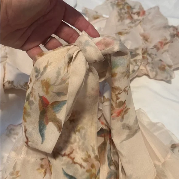 Zimmermann Cream Floral silk wrap Dress xs - Picture 15 of 17